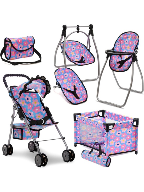 Dolls to Play Other - Pink Floral Doll Accessory Playset with Stroller, High Chair & Playpen